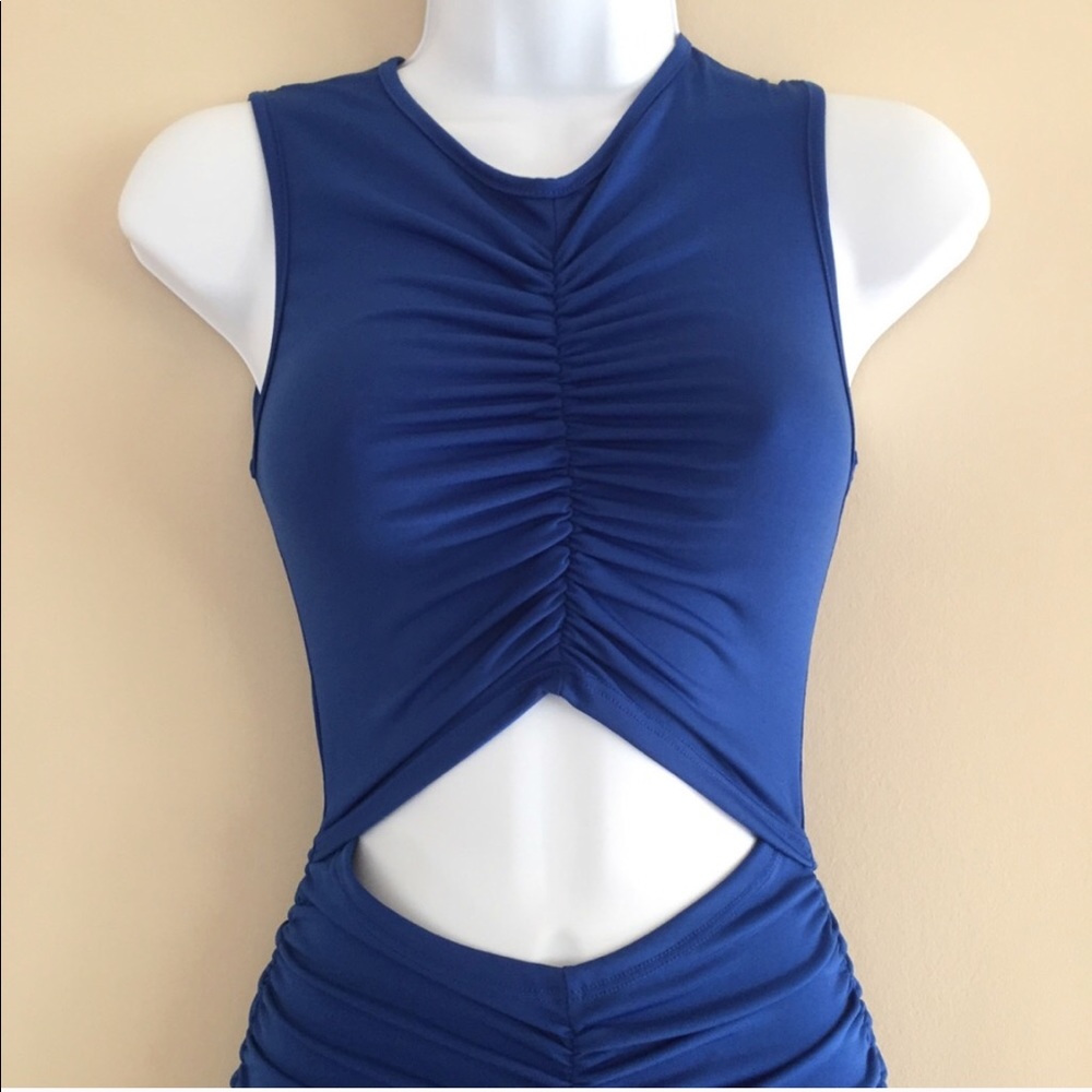 Royal Blue Ruching Midi Dress - Picture 4 of 6